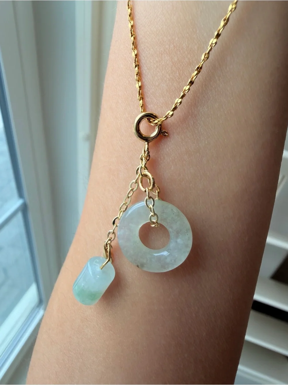 Natural Grade A Burmese Icy Jadeite Donut & Barrel Handmade DIY Charm Pendant